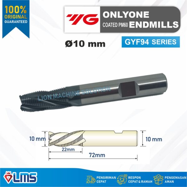 Endmill HSS OnlyOne ROUGHING 10 x 10 x 22 x 72