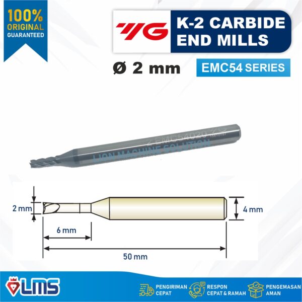 Endmill Carbide K2 PLUS diameter 2 mm flute
