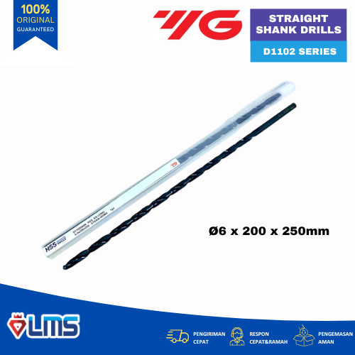 Mata Bor HSS Long Drill Straight Shank D1102 YG1 6x200x250