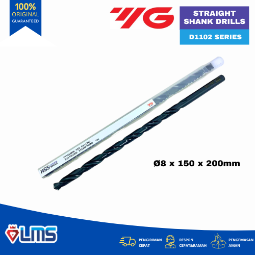 Mata Bor HSS Long Drill Straight Shank D1102 YG1 8x150x200