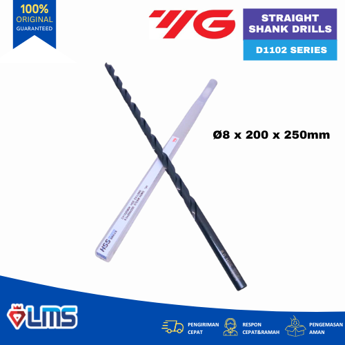 Mata Bor HSS Long Drill Straight Shank D1102 YG1 8x200x250