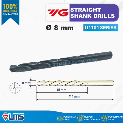 Mata Bor Twist Drill Straight Shank YG1 D1101 8mm