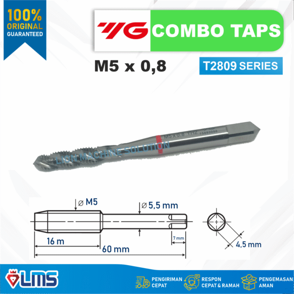 Tap Combo T2809 Spiral Bright YG1 M5x0.8