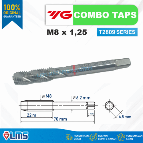 Tap Combo T2809 Spiral Bright YG1 M8x1.25